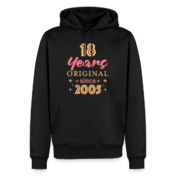 18 ans d’origine depuis 2005 18e anniversaire fille - Sweat à capuche Premium bio Homme - noir - Devant - Nico (187cm)