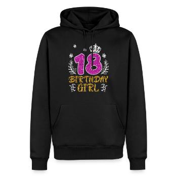 18 ans fille 18e anniversaire - Sweat à capuche Premium bio Homme - noir - Devant - Nico (187cm)