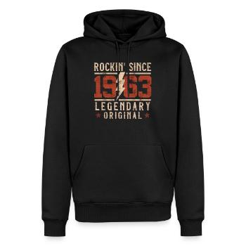 Rockin depuis 1963 60 ans 60e anniversaire - Sweat à capuche Premium bio Homme - noir - Devant - Nico (187cm)