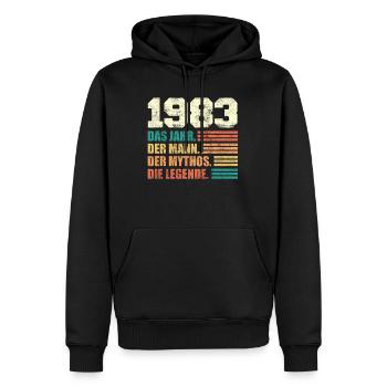 Jahrgang 1983 40 Jahre 40. Geburtstag - Männer Premium Bio Hoodie - Schwarz - Vorne - Nico (187cm)