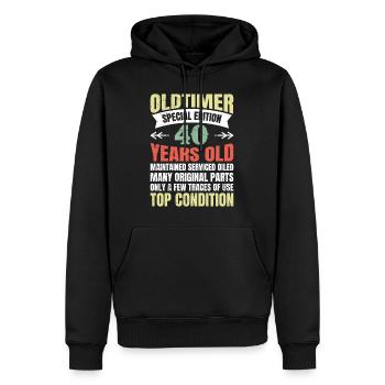 Oldtimer 40 Jahre alt 40. Geburtstag Herren - Männer Premium Bio Hoodie - Schwarz - Vorne - Nico (187cm)