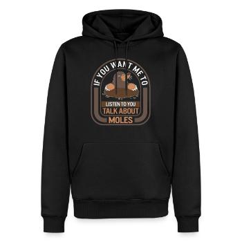Mole Day Shirt, si tu veux que je t’écoute - Sweat à capuche Premium bio Homme - noir - Devant - Nico (187cm)