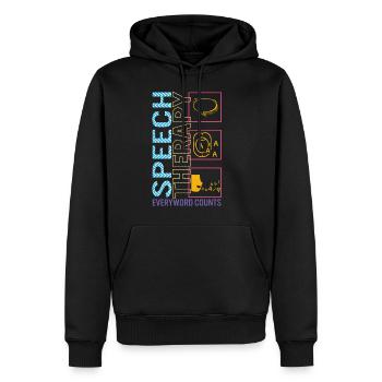 Logopädenhemd, jedes Wort zählt - Männer Premium Bio Hoodie - Schwarz - Vorne - Nico (187cm)