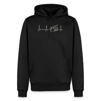 Radio retro. Corazón. Amor. Ekg. Legumbres. - Sweat à capuche Premium bio Homme - noir - Devant - Nico (187cm)