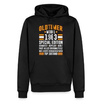 Oldtimer Modell 1963 60 Jahre 60. Geburtstag - Männer Premium Bio Hoodie - Schwarz - Vorne - Nico (187cm)