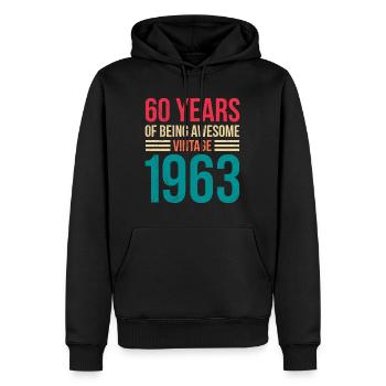 Légendaire depuis 1963 60e anniversaire 60 ans - Sweat à capuche Premium bio Homme - noir - Devant - Nico (187cm)
