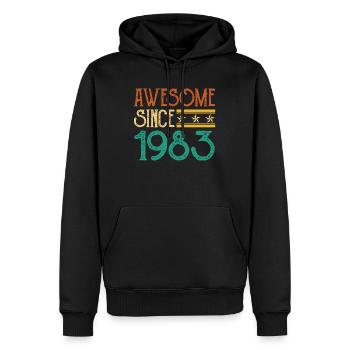 40e anniversaire né en 1983 fête d’anniversaire - Sweat à capuche Premium bio Homme - noir - Devant - Nico (187cm)