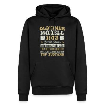 50. Geburtstag Oldtimer Modell 1973 50 Jahre - Männer Premium Bio Hoodie - Schwarz - Vorne - Nico (187cm)