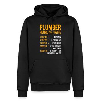 Drôle de plombier Hommes Plombier Plombier à taux horaire - Sweat à capuche Premium bio Homme - noir - Devant - Nico (187cm)
