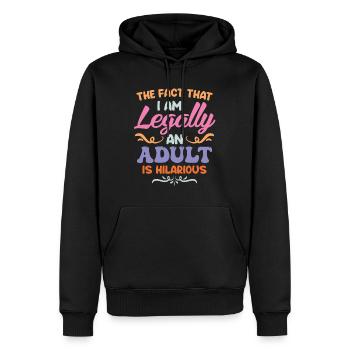 Anniversaire fille 18 ans - Sweat à capuche Premium bio Homme - noir - Devant - Nico (187cm)