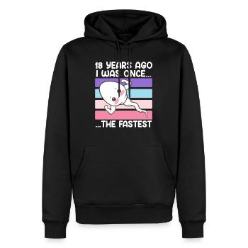 Il y a 18 ans, j’étais le plus rapide - Sweat à capuche Premium bio Homme - noir - Devant - Nico (187cm)