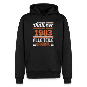 Oldtimer Modell 1983 40 Jahre 40. Geburtstag - Männer Premium Bio Hoodie - Schwarz - Vorne - Nico (187cm)