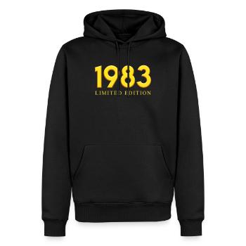 40e anniversaire né en 1983 fête d’anniversaire - Sweat à capuche Premium bio Homme - noir - Devant - Nico (187cm)