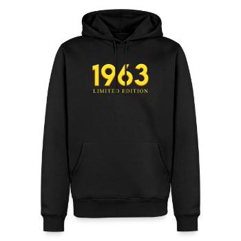 1963 Édition Limitée 60e anniversaire - Sweat à capuche Premium bio Homme - noir - Devant - Nico (187cm)