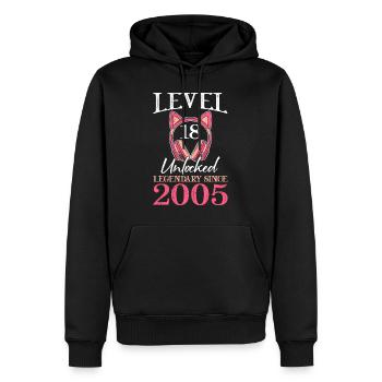 18 ans fille 18e anniversaire - Sweat à capuche Premium bio Homme - noir - Devant - Nico (187cm)