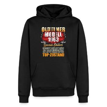 Oldtimer 1963er Modell 60 Jahre Männer - Männer Premium Bio Hoodie - Schwarz - Vorne - Nico (187cm)