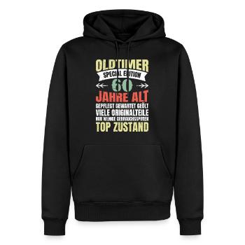 Oldtimer 60 Jahre alt 60. Geburtstag - Männer Premium Bio Hoodie - Schwarz - Vorne - Nico (187cm)