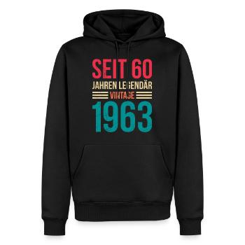 Légendaire depuis 1963 60e anniversaire 60 ans - Sweat à capuche Premium bio Homme - noir - Devant - Nico (187cm)