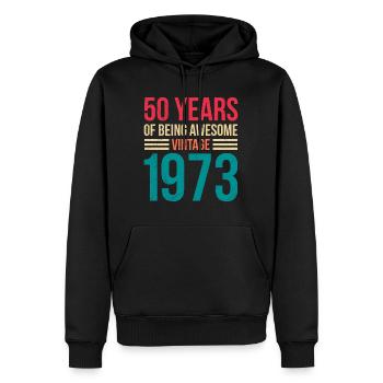 Des hommes légendaires de 50 ans depuis 50 ans - Sweat à capuche Premium bio Homme - noir - Devant - Nico (187cm)