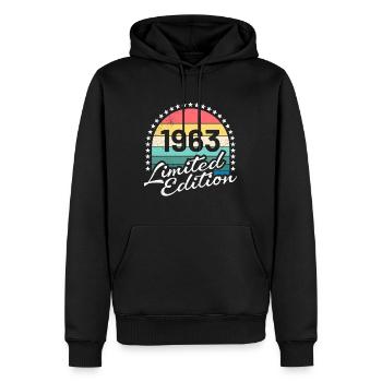 60e anniversaire Original 1963 60 ans - Sweat à capuche Premium bio Homme - noir - Devant - Nico (187cm)