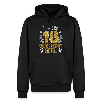 18 ans fille 18e anniversaire - Sweat à capuche Premium bio Homme - noir - Devant - Nico (187cm)