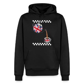 Union Jack Shirt, United Kingdom Teapot And Cup - Men’s Premium Organic Hoodie - black - Front - Nico (187cm)