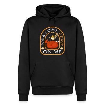 Thanksgiving-Hemd, gießen Sie etwas Soße auf mich Türkei - Männer Premium Bio Hoodie - Schwarz - Vorne - Nico (187cm)