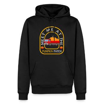 Halloween Shirt, Meet Me At The Pumpkin Patch - Männer Premium Bio Hoodie - Schwarz - Vorne - Nico (187cm)