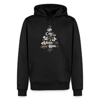 Oh komm, lass uns Ihn anbeten Religiöser Jesus - Männer Premium Bio Hoodie - Schwarz - Vorne - Nico (187cm)