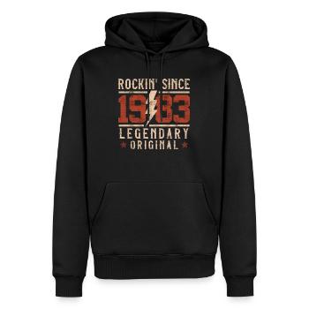 40e anniversaire né en 1983 fête d’anniversaire - Sweat à capuche Premium bio Homme - noir - Devant - Nico (187cm)
