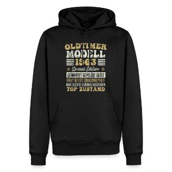 Oldtimer 1963er Modell 60 Jahre Männer - Männer Premium Bio Hoodie - Schwarz - Vorne - Nico (187cm)
