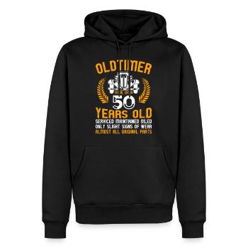 Oldtimer 50 ans 50e anniversaire hommes hommes - Sweat à capuche Premium bio Homme - noir - Devant - Nico (187cm)