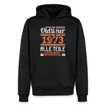 50. Geburtstag Oldtimer Modell 1973 50 Jahre - Männer Premium Bio Hoodie - Schwarz - Vorne - Nico (187cm)