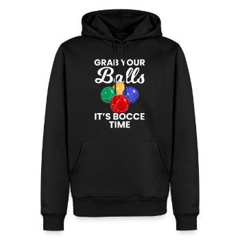 Schnappen Sie sich Ihre Bälle Es ist Boccia-Zeit, Boccia - Männer Premium Bio Hoodie - Schwarz - Vorne - Nico (187cm)