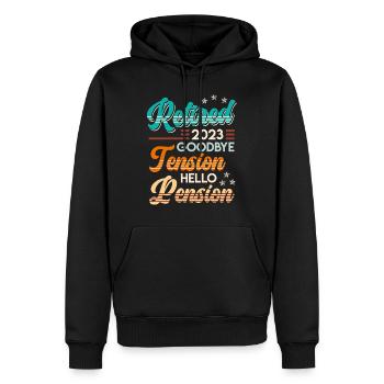 Retirement 2023 Goodbye Tension hello Pension - Men’s Premium Organic Hoodie - black - Front - Nico (187cm)