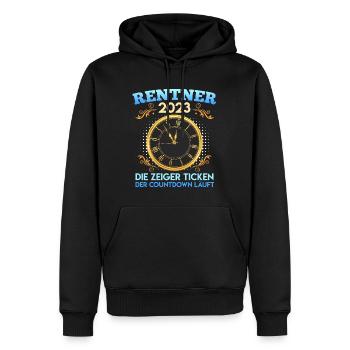 Rentner 2023 die Zeiger ticken Renteneintritt - Männer Premium Bio Hoodie - Schwarz - Vorne - Nico (187cm)