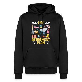 Mon régime Retraités - Sweat à capuche Premium bio Homme - noir - Devant - Nico (187cm)