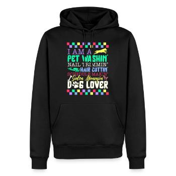 Chemise de toiletteur pour chien, je suis un animal de compagnie lavage Nail Trimmin - Sweat à capuche Premium bio Homme - noir - Devant - Nico (187cm)