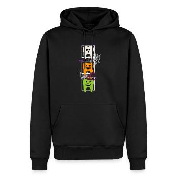 Halloween Shirt, Teeth Ghost Pumpkin Witch - Men’s Premium Organic Hoodie - black - Front - Nico (187cm)