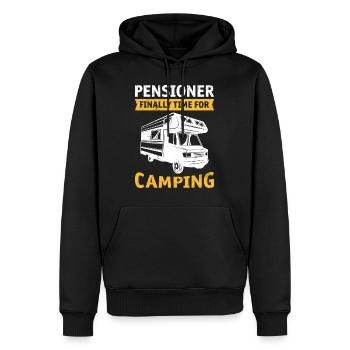 Les retraités enfin l’heure du camping - Sweat à capuche Premium bio Homme - noir - Devant - Nico (187cm)