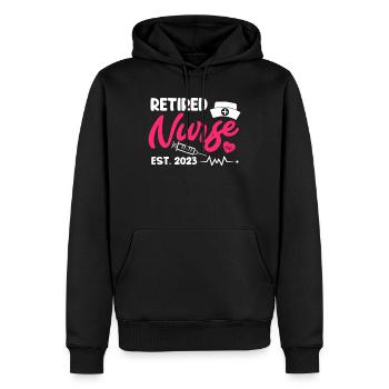 Une infirmière prendra sa retraite en 2023 - Sweat à capuche Premium bio Homme - noir - Devant - Nico (187cm)