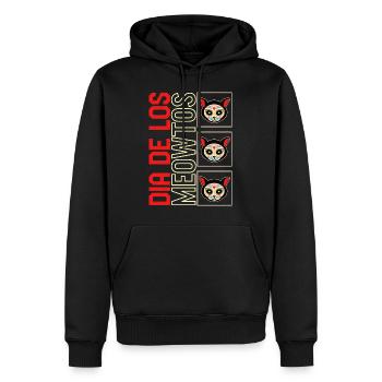 Chemise Dia de los Muertos, Meowtos Cat Sugar Skull - Sweat à capuche Premium bio Homme - noir - Devant - Nico (187cm)