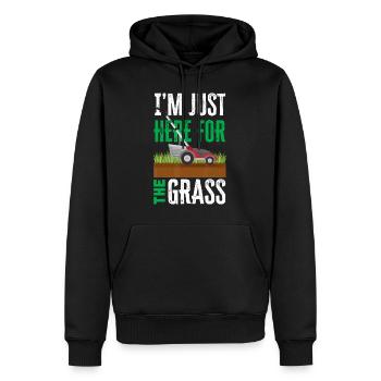 Je suis juste ici pour les terrains de tondeuse à gazon drôles d’herbe - Sweat à capuche Premium bio Homme - noir - Devant - Nico (187cm)