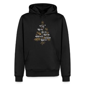 Christian Christmas Tree Family Holiday Church - Men’s Premium Organic Hoodie - black - Front - Nico (187cm)