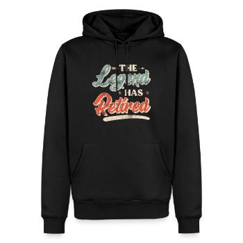 La légende prend sa retraite - Sweat à capuche Premium bio Homme - noir - Devant - Nico (187cm)
