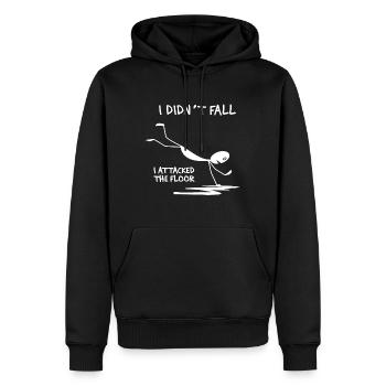 Je ne suis pas tombé J’ai attaqué le sol Trip maladroit amusant - Sweat à capuche Premium bio Homme - noir - Devant - Nico (187cm)