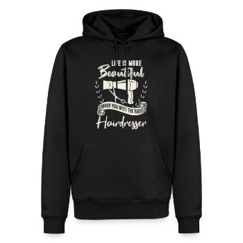 Coiffeur Chemise Drôle de coiffeur Citation Coiffure - Sweat à capuche Premium bio Homme - noir - Devant - Nico (187cm)