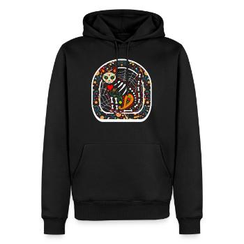 Chemise Dia de los Muertos, T-shirt crâne de sucre de chat, - Sweat à capuche Premium bio Homme - noir - Devant - Nico (187cm)