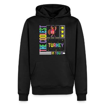 Chemise de Thanksgiving, la dinde la plus cool de la ville - Sweat à capuche Premium bio Homme - noir - Devant - Nico (187cm)
