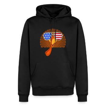 Chemise de Thanksgiving, la Turquie face au drapeau des États-Unis - Sweat à capuche Premium bio Homme - noir - Devant - Nico (187cm)